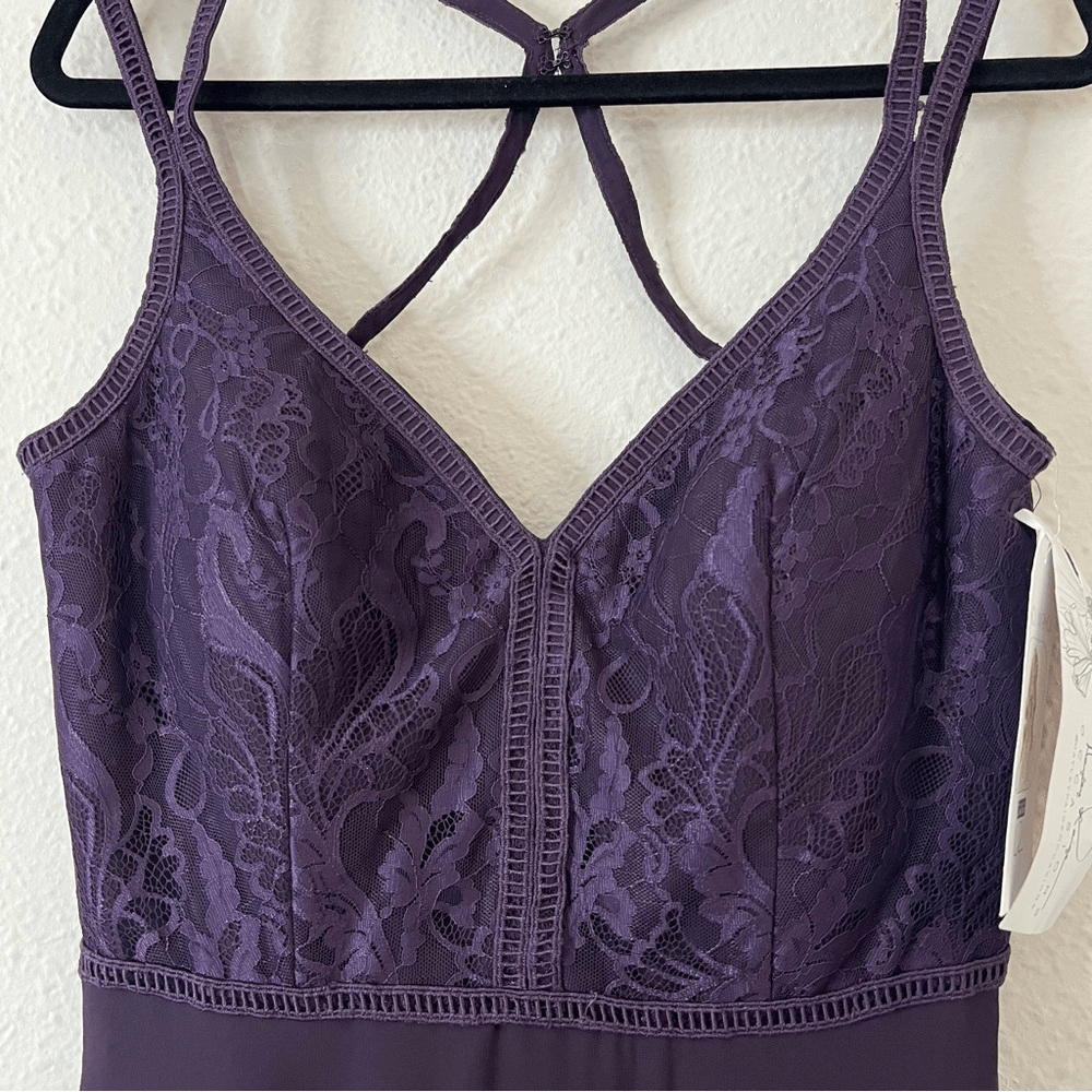 Hayley Paige 5864 Lace Bodice Chiffon A-Line Bridesmaid Maxi Dress Formal Gown