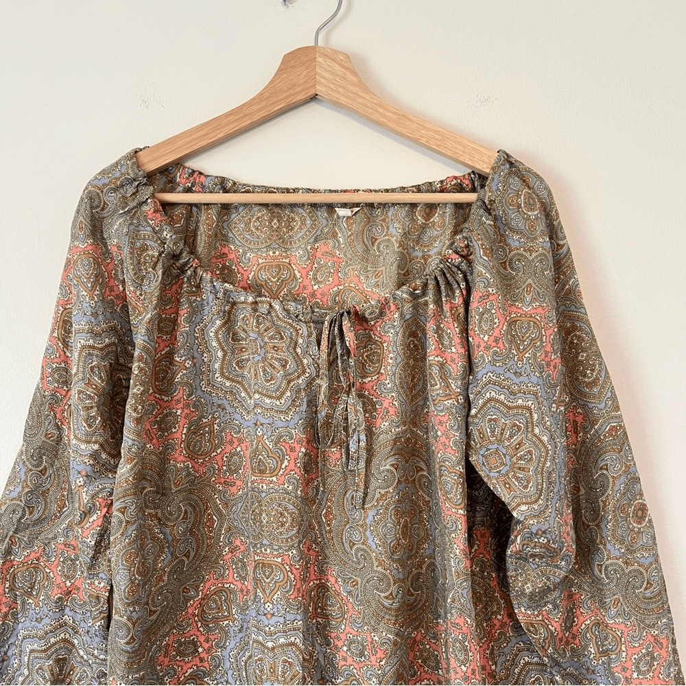 J. Crew Harbor Paisley 100% Silk Tunic Top Size Medium