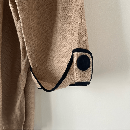 Ming Wang Knit Cardigan Blazer Jacket in Tan and Black Plus Size 3X