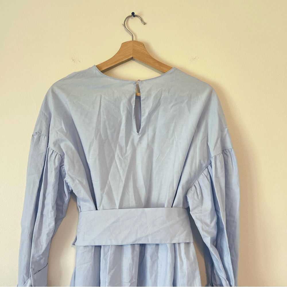 Zara Sky Blue Poplin Dress with Buckle Belt NEW Size Small Blogger Favorite