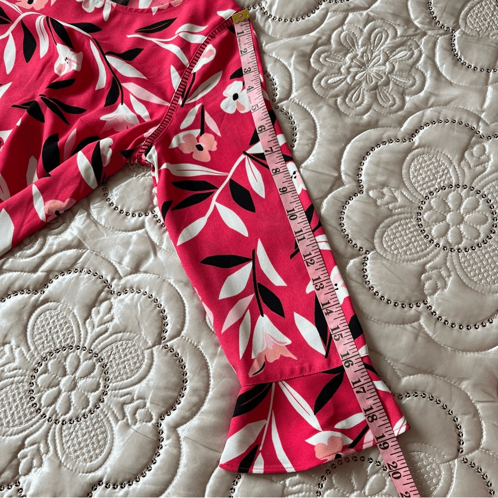 Talbots Pink Floral 3/4 Bell Sleeves Blouse Size XS