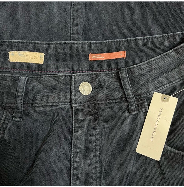 Anthropologie Pilcro The Annie Wide-Leg Corduroy Jeans NEW Size 31 Navy