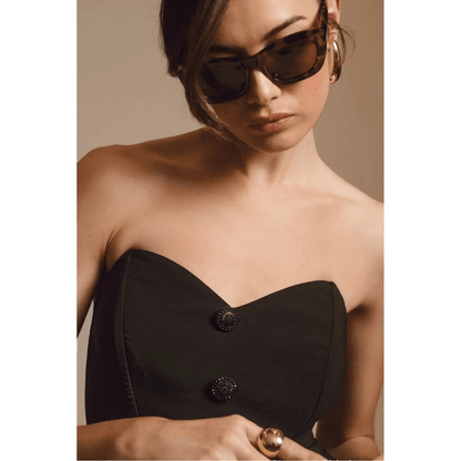 Anthropologie Eva Franco Strapless Peplum Mini Dress in Black NEW Size 8