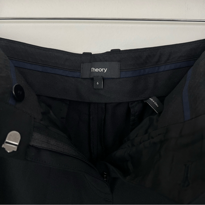 Theory Black Wool Straight Trousers Dress Pants Size 6 Classic Career Office