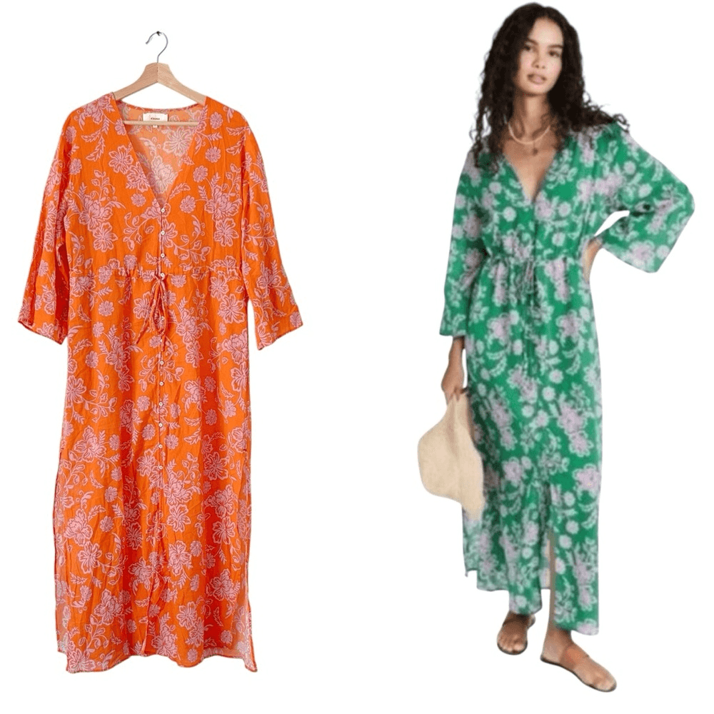 Xirena Mykah Floral Maxi Dress Coverup NEW Size Small Orange Purple