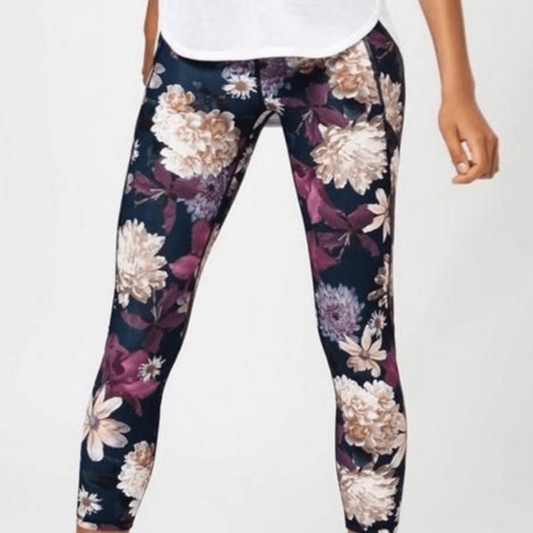 Sweaty Betty The Zero Gravity 7/8 Leggings Floral Size Small Side Pocket
