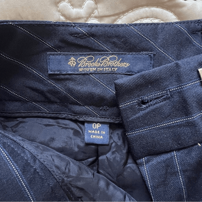 Brooks Brothers Navy Blue Pinstriped Trousers Wool Dress Pants Size 0P