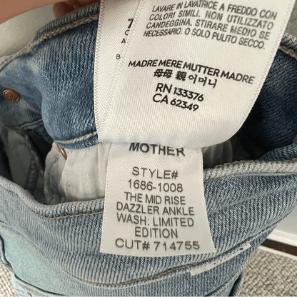MOTHER The Mid Rise Dazzler Ankle Jeans Size 29 Limited Edition