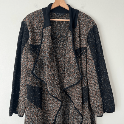 Ming Wang Black Open Front Cardigan Plus Size 3X Confetti Colorful Waterfall