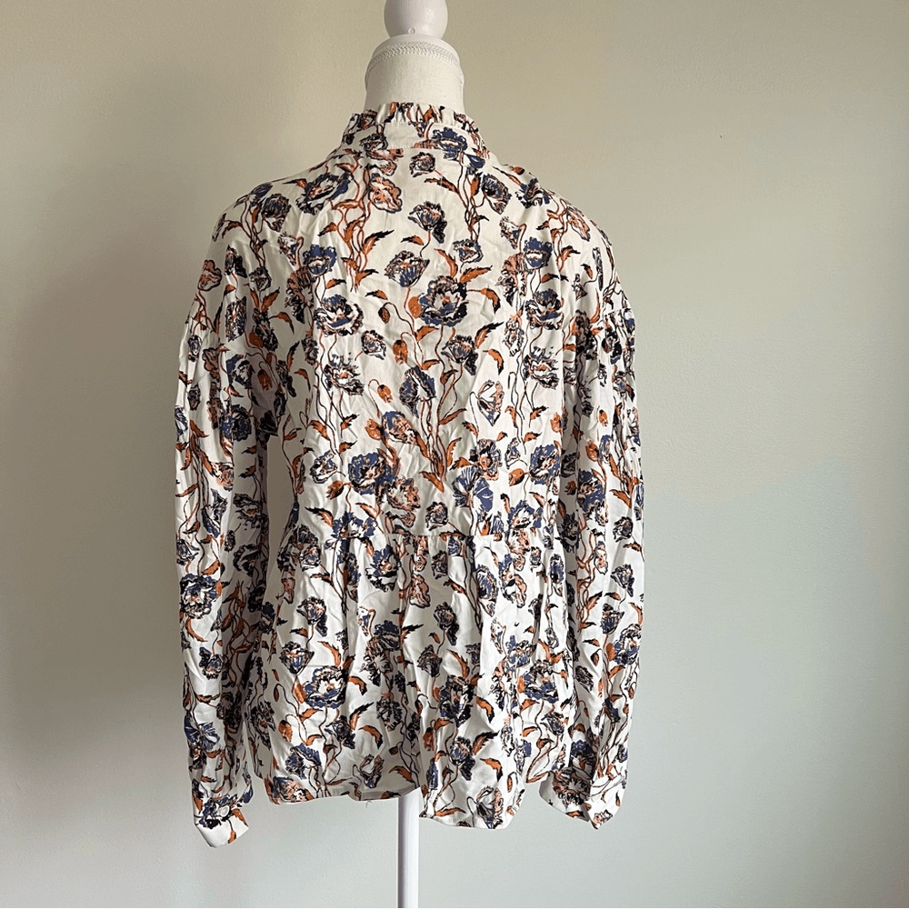 Anthropologie Porridge Keegan Ruffled Floral Babydoll Blouse Small Long Sleeve