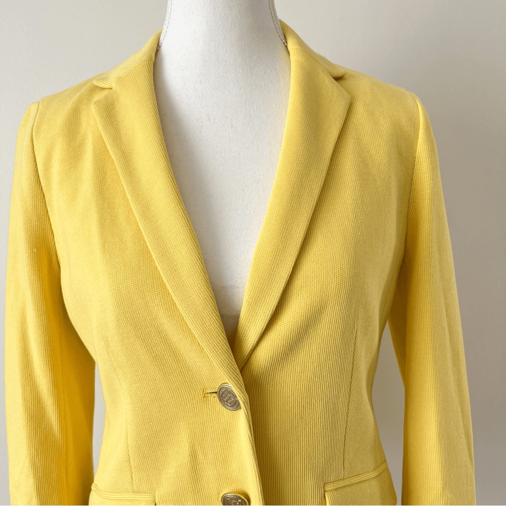 Talbots Aberdeen Yellow Cotton Knit Blazer Size 4P