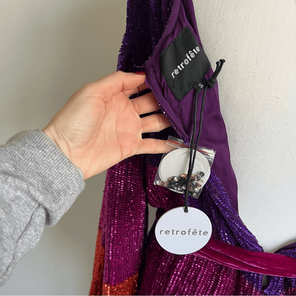 Retrofete Grace Dip Dye Sequin Mini Dress NEW Size Small