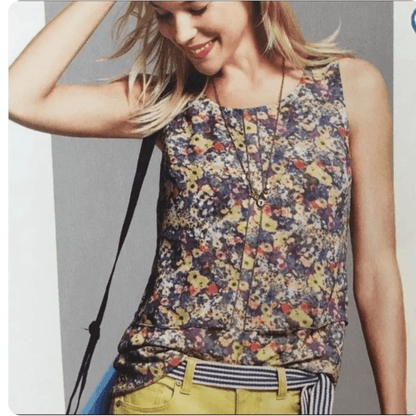 Cabi Positano Floral Print Tiered Tunic Blouse Top Size XS