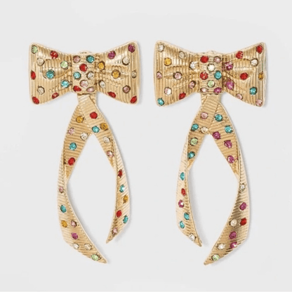 Sugarfix Baublebar Gift Bow Holiday Christmas Drop Earrings NEW