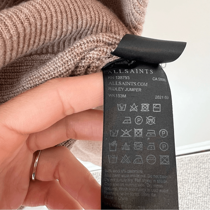 All Saints Ridley Wool Cashmere Blend Sweater in Tan Size Medium