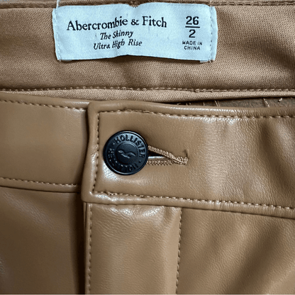 Abercrombie & Fitch The Skinny Ultra High Rise Vegan Leather Split-Hem Pant
