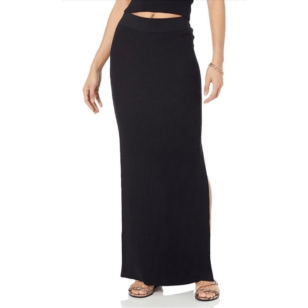 The Drop Tyler Ribbed Black Maxi Knit Skirt NEW Size Small