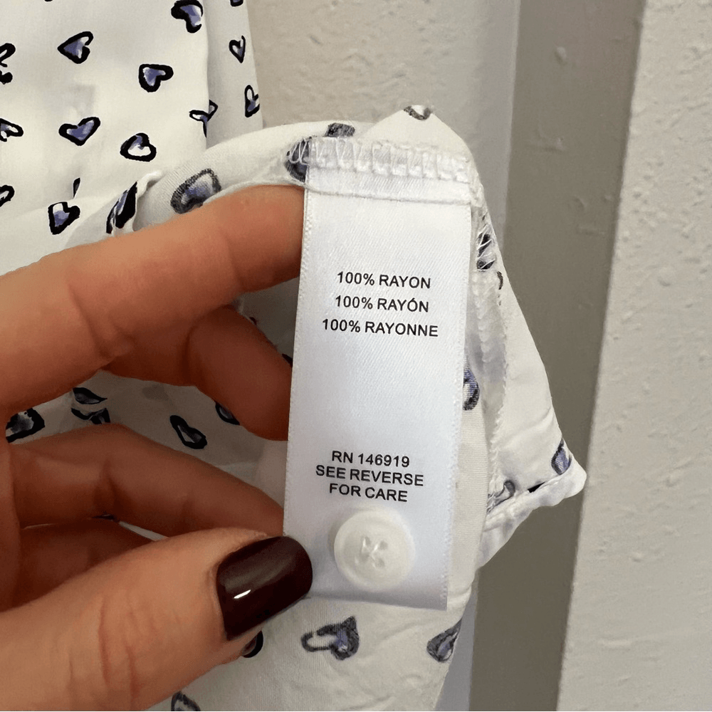 Casa Cabana Heart Print Long Sleeve Button Down Shirt Size Large Valentines Day