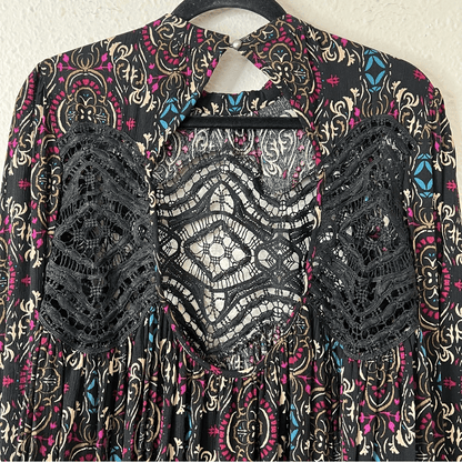 Free People Sweet Thang Printed Black Tunic Combo Size Small