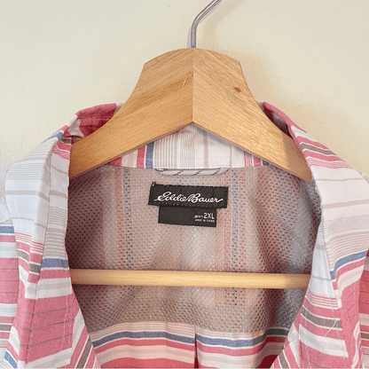 Eddie Bauer Men's Short Sleeve Striped On The Go Button Down Shirt NEW Size 2XL