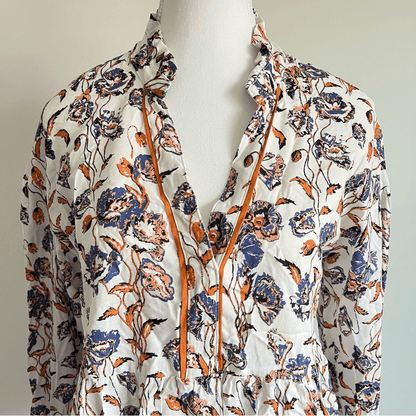 Anthropologie Porridge Keegan Ruffled Floral Babydoll Blouse Small Long Sleeve