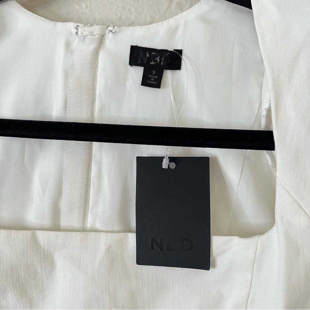 Revolve NBR Long Sleeve Hastings Mini Dress in White NEW Size Small