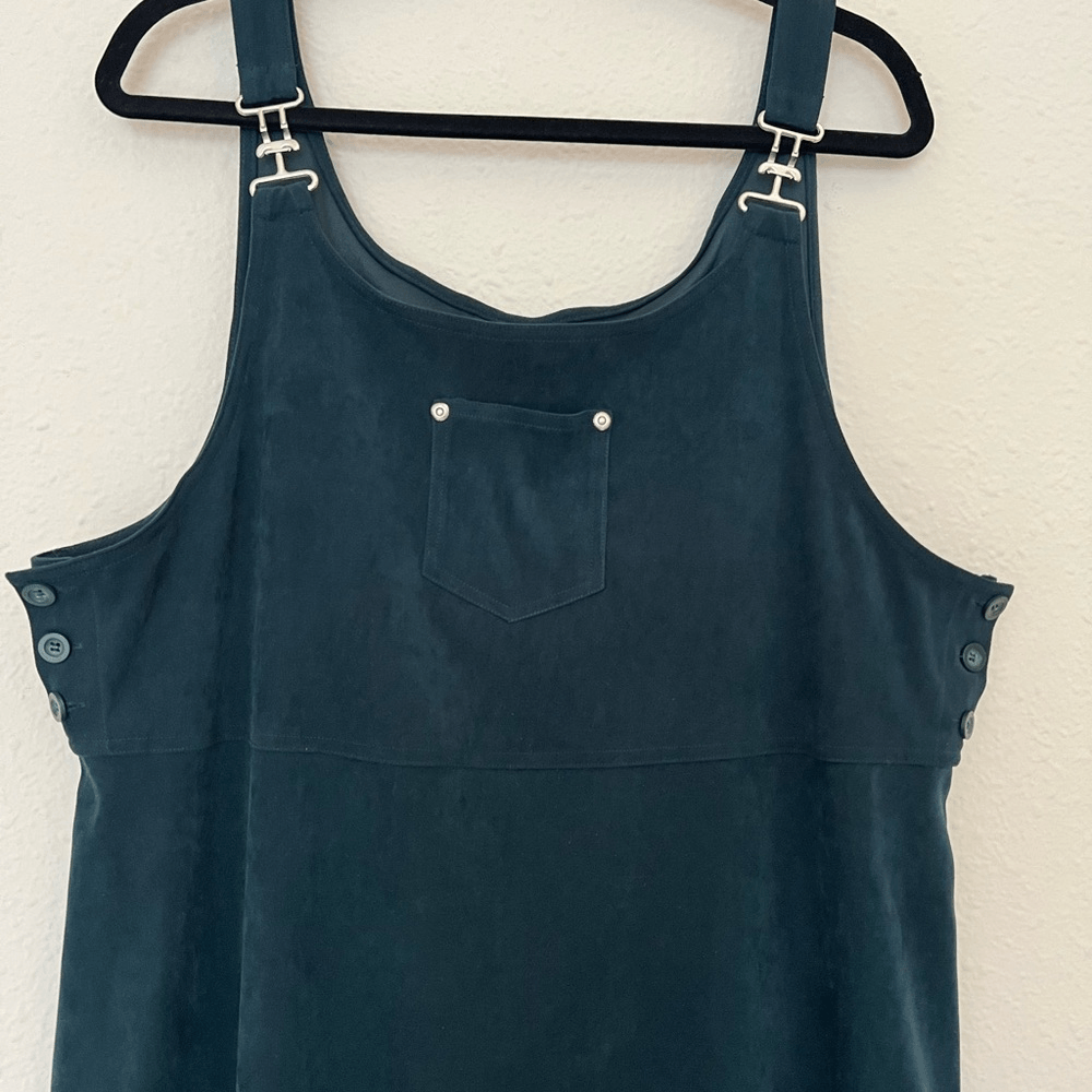 Eric Charles Pinafore Midi Overall Dress in Green Plus Size 1X