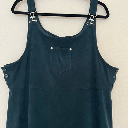 Eric Charles Pinafore Midi Overall Dress in Green Plus Size 1X