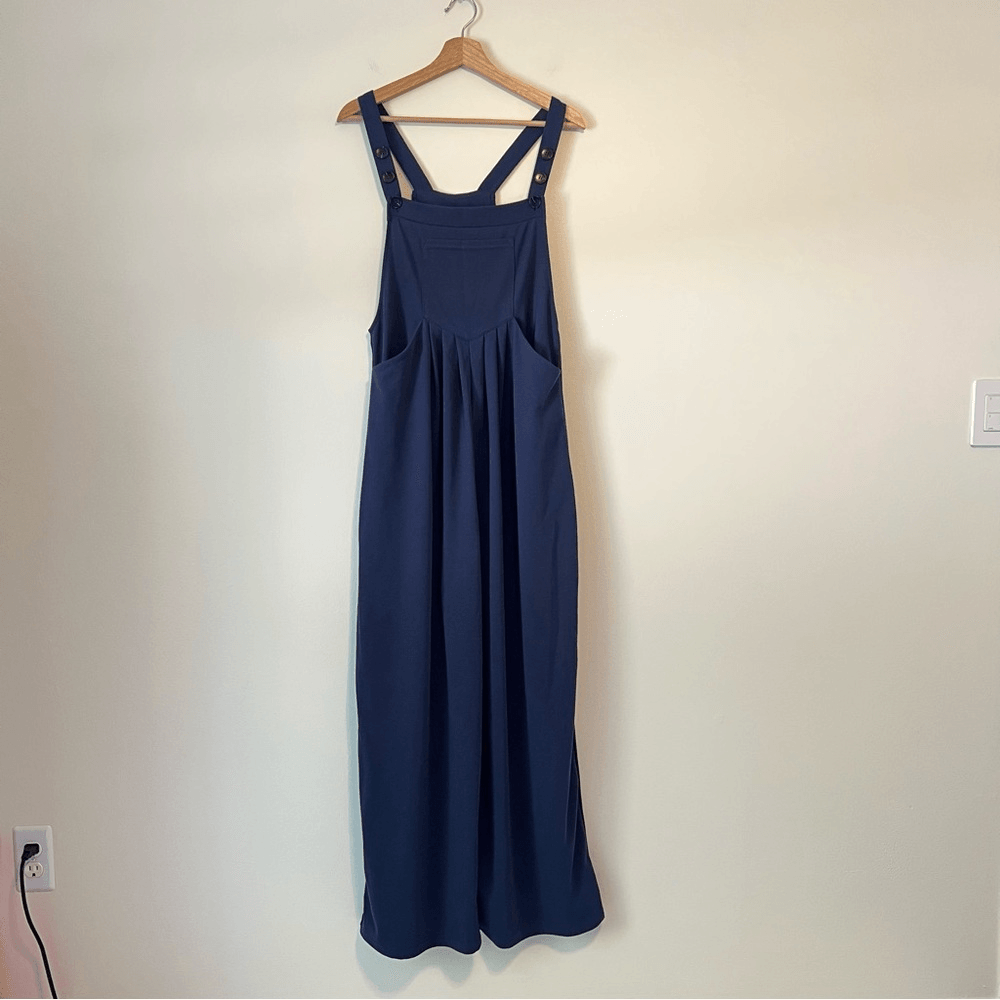 HALARA Waffle Casual Wide Leg Overalls Jumpsuit NEW Size Medium Navy Blue