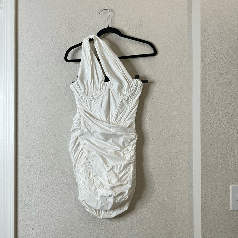 House of CB Clementine White Cutout Ruched Bodycon Mini Dress Size Small