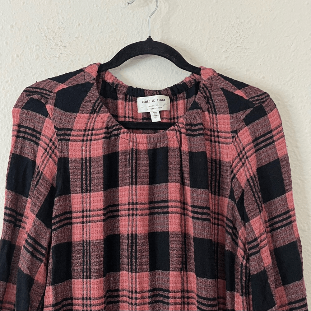 Anthropologie Cloth & Stone Daia Plaid Mini Dress Size Large (Missing Belt)
