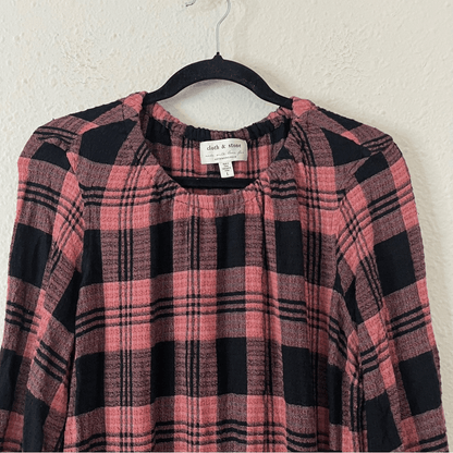 Anthropologie Cloth & Stone Daia Plaid Mini Dress Size Large (Missing Belt)