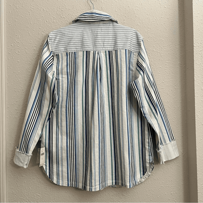 Anthropologie Maeve Striped Button Down Shacket Shirt Jacket NEW Size Medium