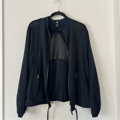 2LIV Athletic Jacket Black Zip Up Lightweight Jacket Mesh Accents Plus Size 1X