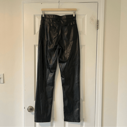 Abercrombie & Fitch 90s Straight Ultra High Rise Vegan Leather Pants Black 28/6L