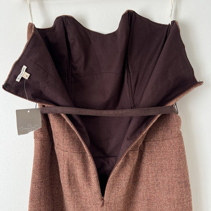 Anthropologie Molly New York Verite Tweed Sheath Mini Dress NEW Sz 8 Rust Brown