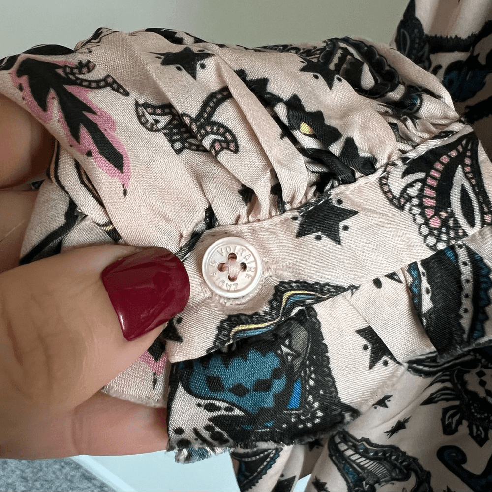 Zadig & Voltaire Theresa Print Paisley Tunic Top Blouse Small Long Sleeve Pink