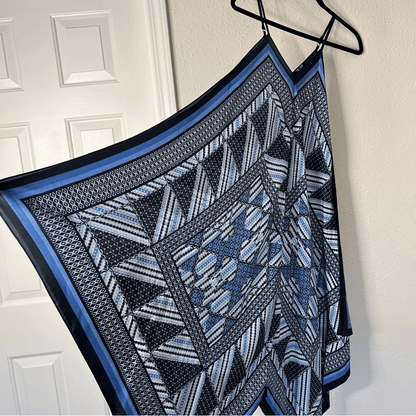 Nic+Zoe Calypso Silk Asymmetrical Midi Dress in Blue Size Small