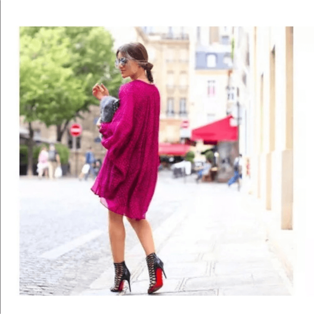 Diane von Furstenberg Fleurette Silk Dolman Sleeve Tunic Dress Mini NEW Size 6