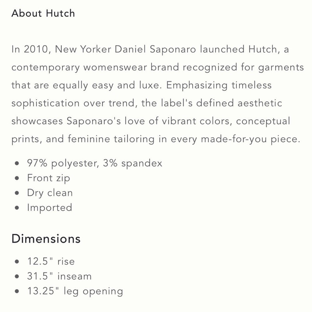 Anthropologie Hutch Stretch Crepe Flair Pants NEW Size Small