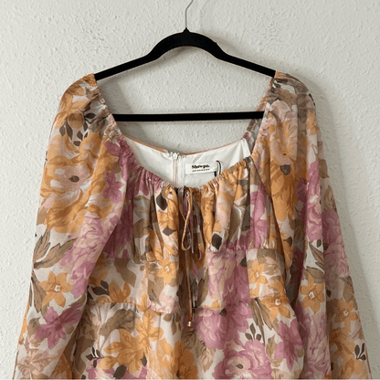 Showpo Floral Grizela Mini Dress NEW Size 12 Pink Long Sleeves
