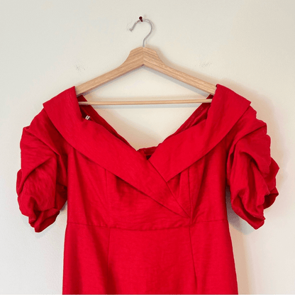 Bardot Devlin Twist Mini Dress in Lipstick Red Size 10 / L Off The Shoulder