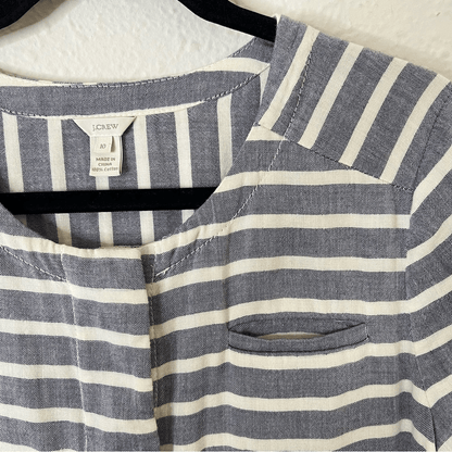 J. Crew Striped Short Sleeve Chambray Mini Dress Size 10