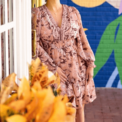 Anthropologie OPT Floral Long Sleeve Mini Dress Size Medium