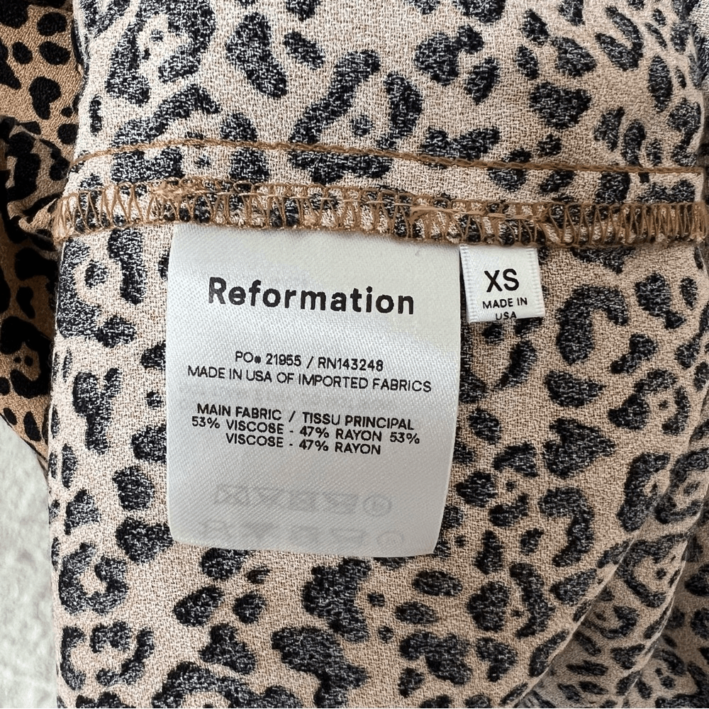 Reformation Marlow Animal Leopard Print Mini Slip Dress Size XS