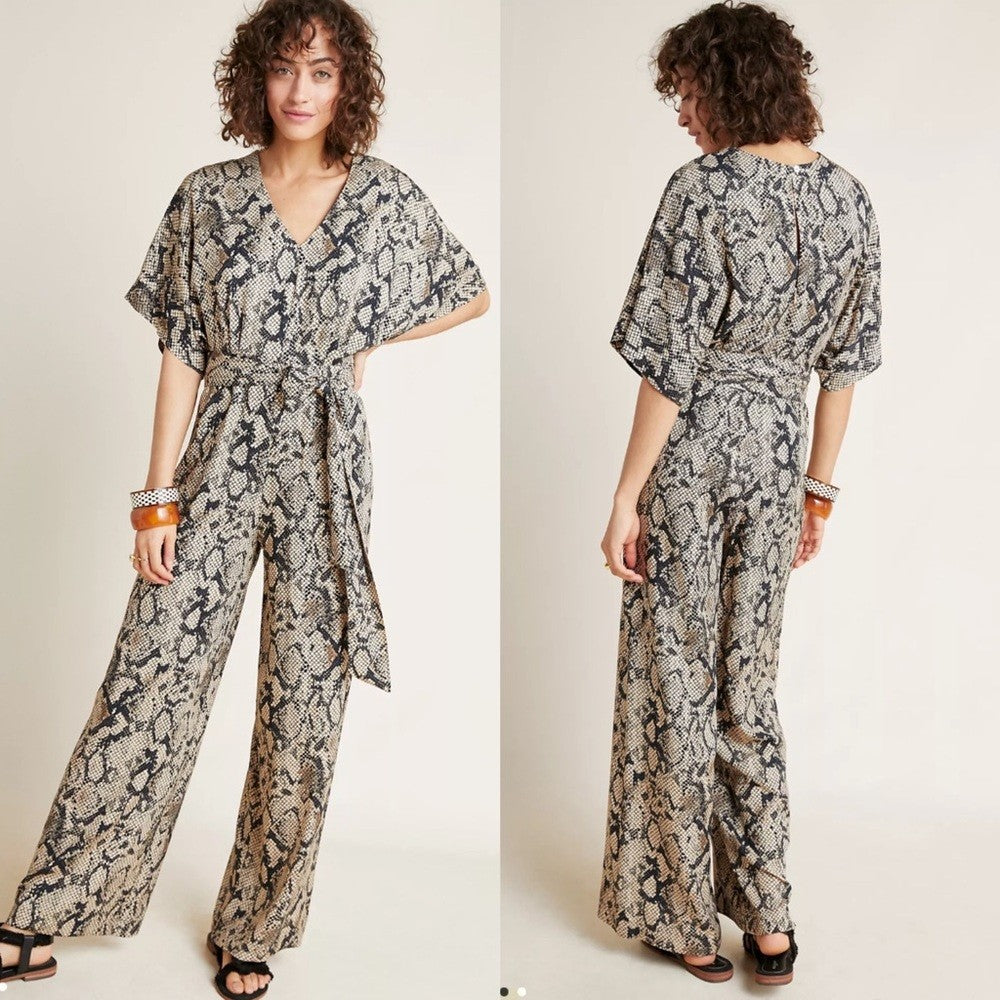 Anthropologie | Seen Worn Kept Snake-Printed Jumpsuit NEW Size 4