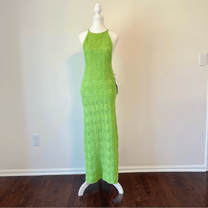 House of Harlow 1960 Knit Maxi Dress in Green NEW Size Medium Vacation Resort