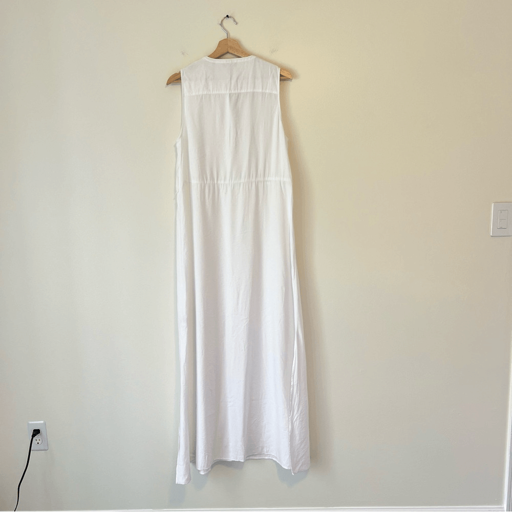 Theory New Shirt Maxi Dress In Florian Twill Sleeveless White Size 10