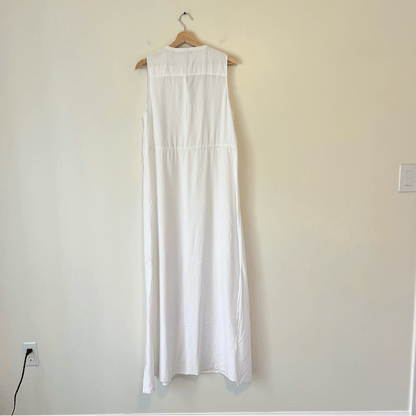 Theory New Shirt Maxi Dress In Florian Twill Sleeveless White Size 10
