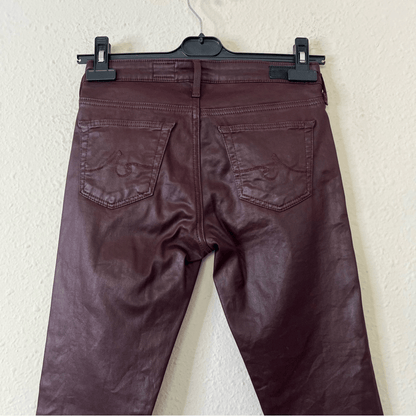 Adriano Goldschmied Burgundy Coated The Legging Ankle Skinny Pants Size 24R